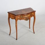 A late 18th/ 19th century Dutch mahogany and marquetry inlaid serpentine side table, the shaped