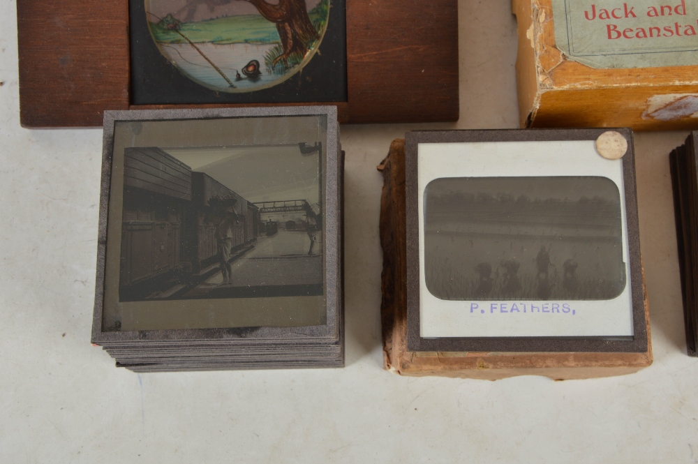 A 19th century magic lantern and assorted slides, to include; boxed Jack The Giant Killer, boxed - Image 3 of 9