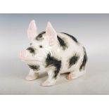 A Wemyss Ware pottery pig, with black markings and pink details, impressed mark 'WEMYSS WARE R.H.&