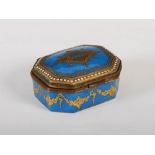 A Sevres bleu celeste ground octagonal shaped gilt metal mounted porcelain box, the hinged cover