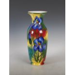 A Jazzy Wemyss pottery Elgin vase, decorated with Iris and foliage, black painted mark 'Wemyss.