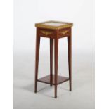 A late 19th century Continental mahogany and gilt metal mounted occasional table, the square