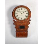 A 19th century rosewood and mother-of-pearl inlaid drop dial single fusee wall clock M. RHODES &