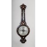 A 19th century rosewood and mother-of-pearl inlaid wheel barometer Rimmington, Lubenham, with