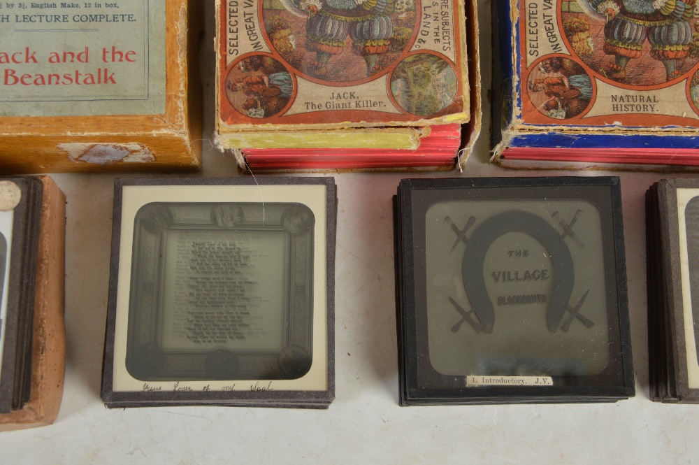 A 19th century magic lantern and assorted slides, to include; boxed Jack The Giant Killer, boxed - Image 5 of 9