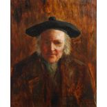 Tom McEwan RSW (1846-1914) Portrait of an elderly male figure wearing a tam o' shanter oil on