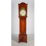 A 19th century longcase clock, Glasgow, makers name rubbed, the enamelled dial with Roman numerals
