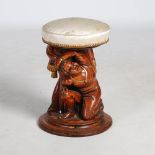 A late 19th/ early 20th century carved pine Blackamoor dressing table stool, with an adjustable