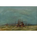 J. Campbell (early 20th century) Fishing boats, Puffers and Steamers oil on canvas, signed and dated