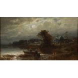 C. Winner (19th century) Moonlight scene with fishing boats oil on panel, signed lower right 19.