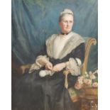 Late 19th century British School Portrait of an elderly lady oil on canvas 125.5cm x 100.5cm