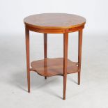 An Edwardian mahogany, marquetry and mother-of-pearl inlaid occasional table, the circular top