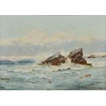 William Wilson (fl.1884-1892) Breaking waves oil on canvas, signed lower right 24cm x 34cm