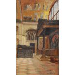 Antoinetta Brandeis (Czechoslovakian 1849-1910) A Venetian Cathedral interior with sarcophagus and