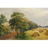 William Scott Myles (fl.1850-1911) Summer landscape with hay stooks oil on canvas, signed lower left