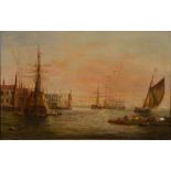 Attributed to Henry Redmore (1820-1887) Woolwich looking towards London oil on canvas 24.5cm x 38.
