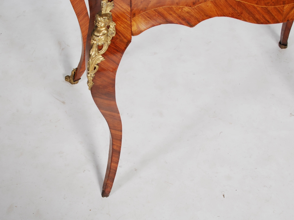 A late 19th century French kingwood, burr walnut and gilt metal mounted bureau de dame, the hinged - Image 5 of 5