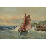 William Wilson (fl.1884-1892) Leaving the harbour oil on canvas, signed lower right 24.5cm x 34.5cm