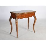 A 19th century rosewood, parquetry and gilt metal mounted card table, the hinged rectangular top