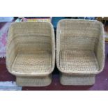 Pair of conservatory wicker tub chairs