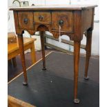 Fine early Georgian walnut lowboy with herringbone cross-banding and starburst centre insert. Approx