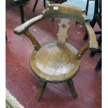 Revolving oak Gothic style desk chair