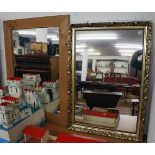 Pine & gilt framed wall mirrors