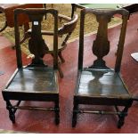 Pair of 18C Elm side chairs