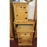 Pair of Mexican pine bedside cabinets and Mexican pine TV cabinet A/F