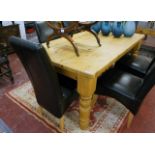 Heavy set pine farmhouse table on turned legs (6' x 3')