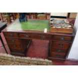 Mahogany leather top pedestal desk