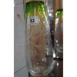 Victorian signed etched glass vase