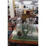 4 large glass vases