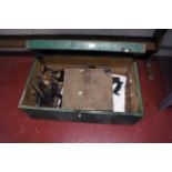 Wooden tool box and contents