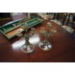 Pair of unusual Venetian glass candle holders