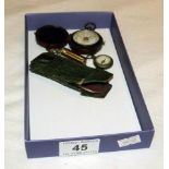 2 compasses, pince nez glasses etc.