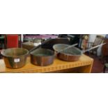 3 old copper saucepans