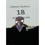 Gold pear shaped amethyst set ring - Estimate £60 to £90