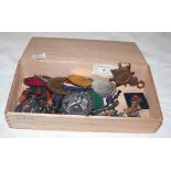 Box of assorted medals to include WWI & WW2