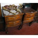 Pair of mahogany bedside cabinets on cabriole legs