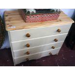 Pine & painted chest of 4 drawers