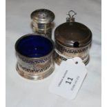 3 piece silver hallmarked condiment set