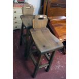 Pair of solid oak bar stools