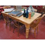 Pine farmhouse table and 6 chairs