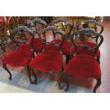 Fine set of 6 Victorian rosewood dining chairs on cabriole legs