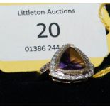 Gold designer amethyst and diamond set ring - Estimate £80 - £120