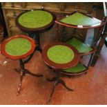 3 reproduction mahogany wine tables and corner stand