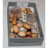 Box of wooden and ivory beads