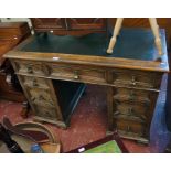 Edwardian oak pedestal desk