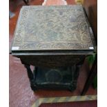 Carved oak drop leaf occasional table A/F